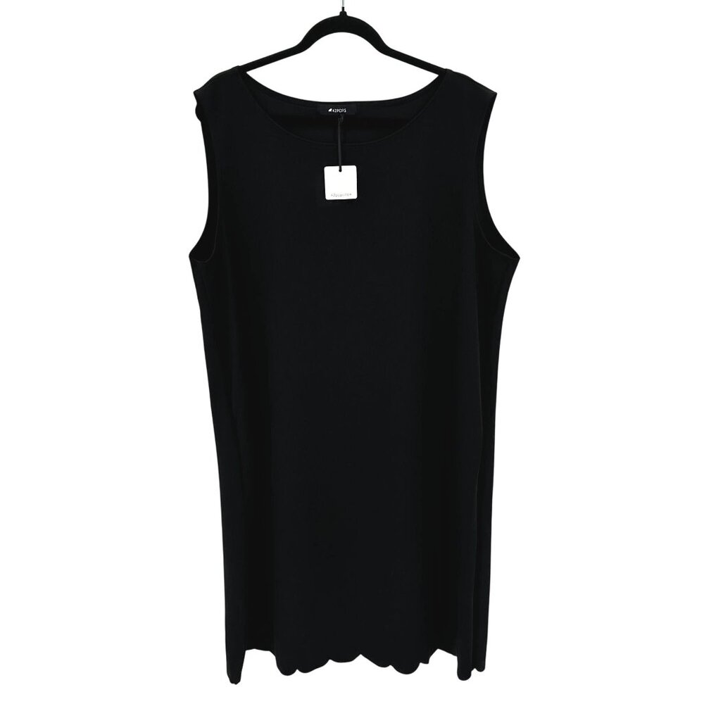42 POPS Womens Black Scalloped Hem Pullover Sleeveless Knit Shift Dress Size 3X - Picture 5 of 9